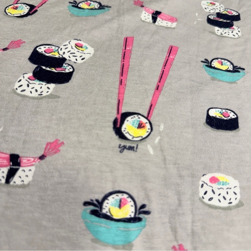 munki munki Women’s Sushi Print Novelty L/S Top and Shorts Pajama Set Size Large - Picture 6 of 8